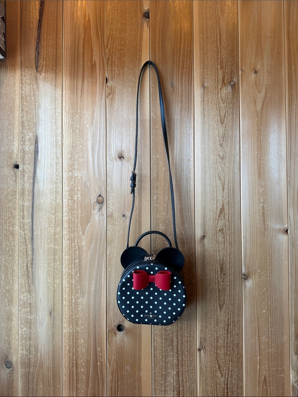 kate spade Black Polka Dot Crossbody with Red Bow